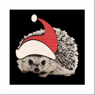 Hedgehog Christmas Santa Elf Vintage Novelty Gift Posters and Art